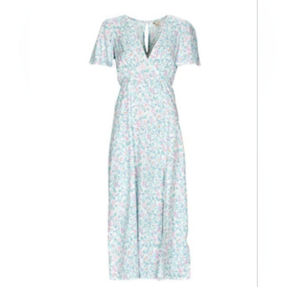 Billabong Jet Set Pink & Blue Pastel Floral Maxi Dress, Size Small